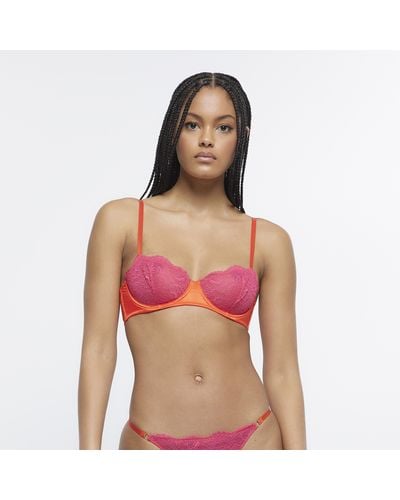 River Island Pink Lace Bra - Red