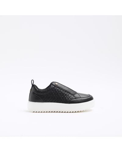 River Island Black Wide Fit Embossed Trainers - White
