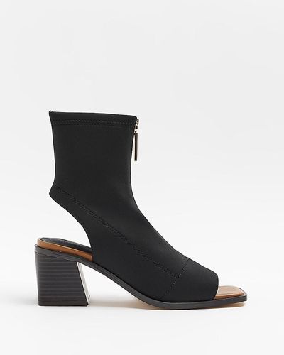 River Island Black Wide Fit Open Toe Ankle Boots