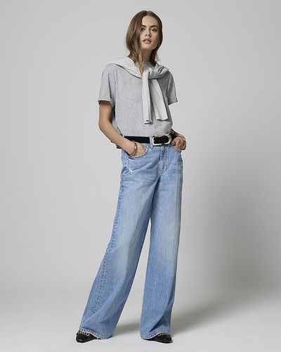 River Island High Waisted Wide baggy Jeans - Blue