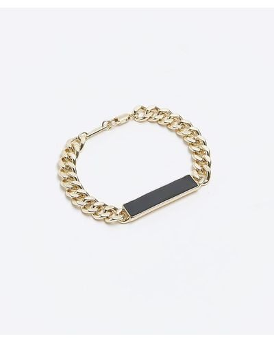 River Island Gold Color Chain Link Bar Bracelet - Metallic