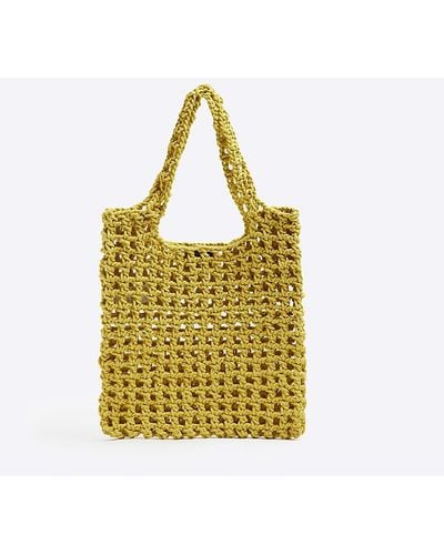 River Island Yellow Woven Shopper Bag - Metallic