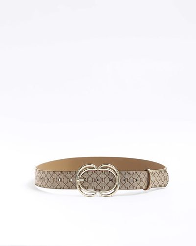 River Island Ri Monogram Belt - White