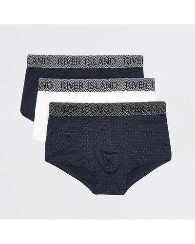River Island Ri Print 3 Pack Muscle Hipsters - Blue