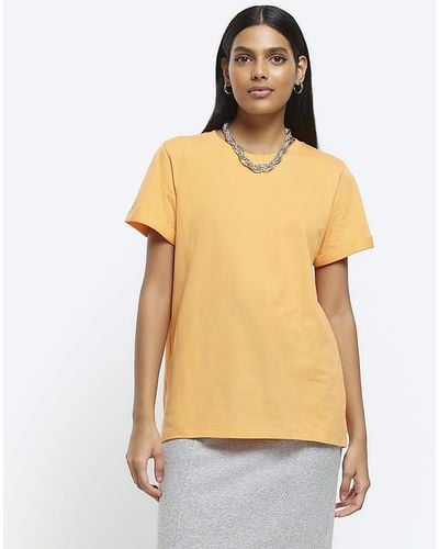 River Island Orange Rolled Sleeve T-shirt - Yellow