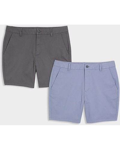River Island 2pk Grey Skinny Fit Chino Shorts - Blue