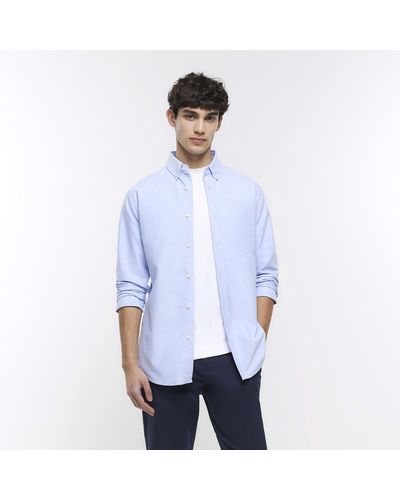 River Island Slim Fit Oxford Shirt - Blue