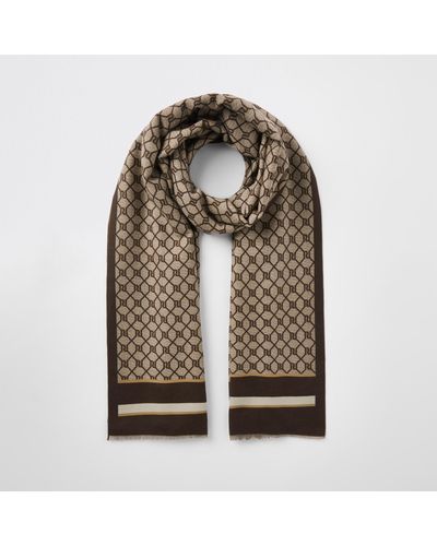 River Island monogram lightweight scarf in brown