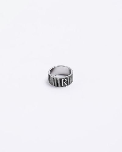 River Island Silver Color Ri Logo Ring - White