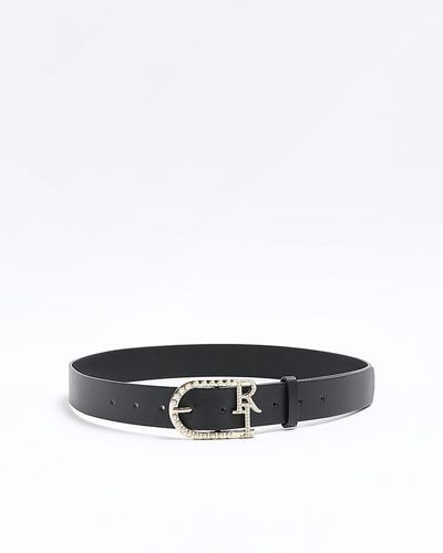 River Island Black Pearl Buckle Belt - White