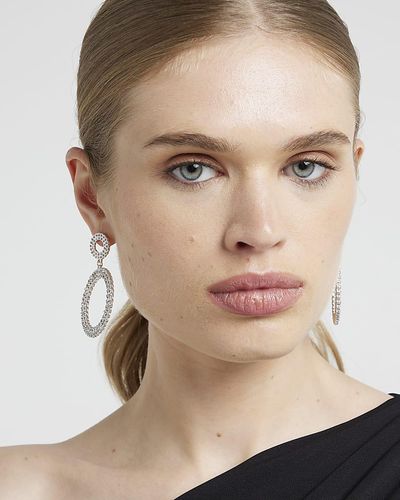 River Island Silver Open Circle Earrings - Natural