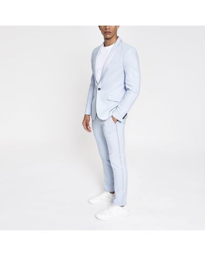 River Island Light Blue Skinny Stretch Suit Trousers