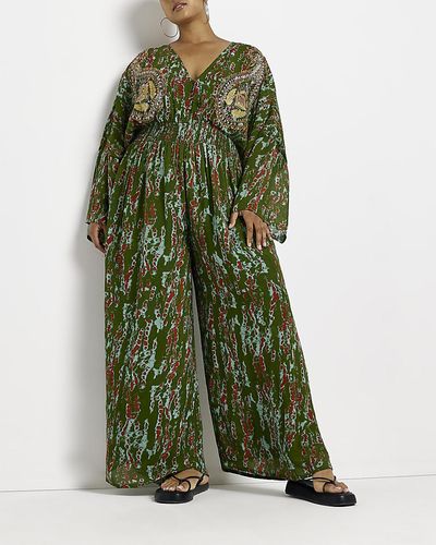 River Island Printed Jumpsuit - Green