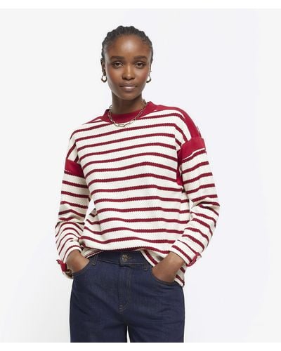 River Island Red Stripe Long Sleeve Sweatshirt