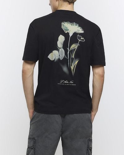 River Island Floral Graphic T-shirt - Black