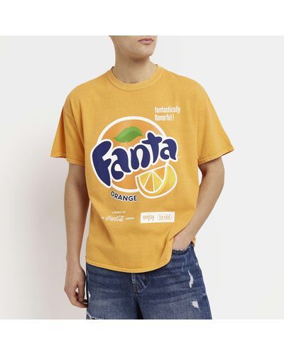 River Island Regular Fit Fanta Graphic T-shirt - Orange