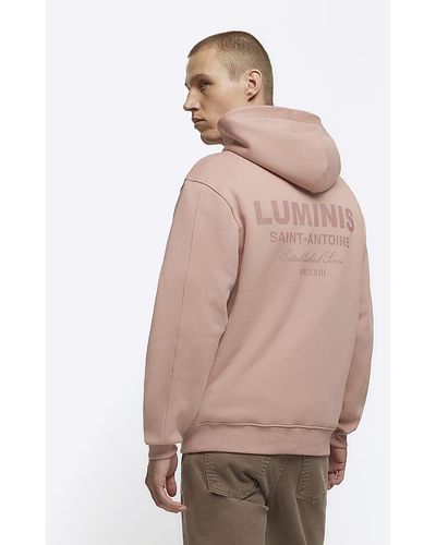 River Island Coral Graphic Hoodie - Natural