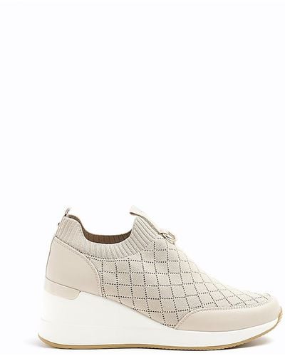 River Island Quilted Wedge Sneakers - White