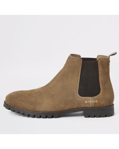 River Island Suede Chelsea Boots - Brown