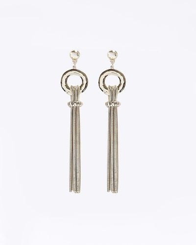 River Island Gold Knot Drop Earrings - White