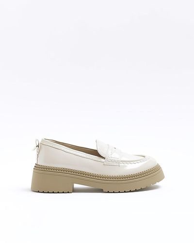 River Island Beige Patent Chunky Loafers - White