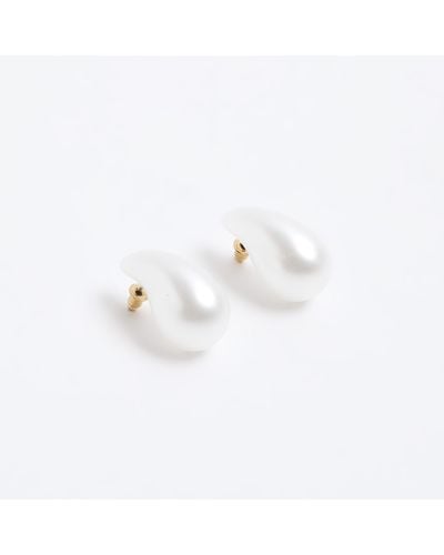 River Island White Pearl Drop Stud Earrings