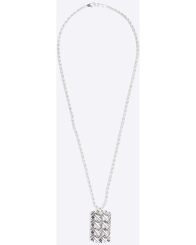 River Island Silver Plated Tag Necklace - White