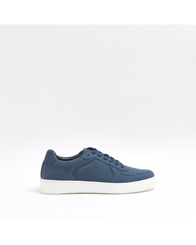 River Island Suedette Lace Up Trainers - Blue