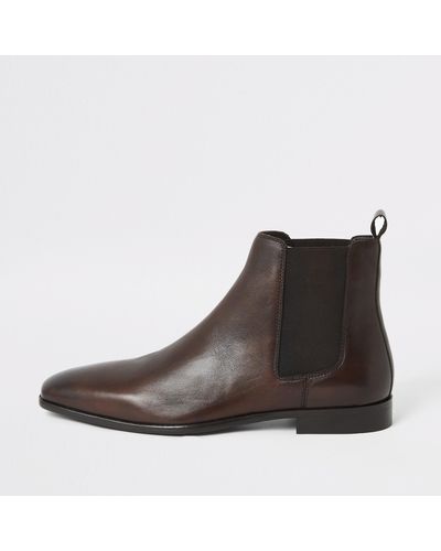 River Island Leather Chelsea Boots - Brown