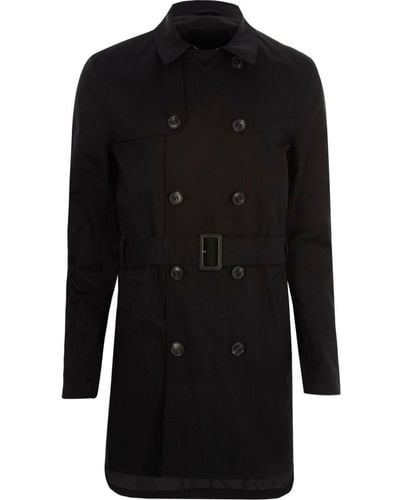 River Island Black Double Breasted Belted Trench Coat