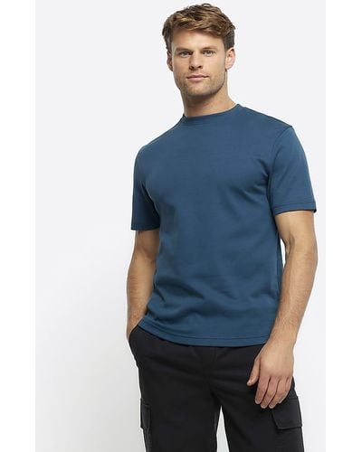 River Island Green Ri Studio Slim Fit T-shirt - Blue