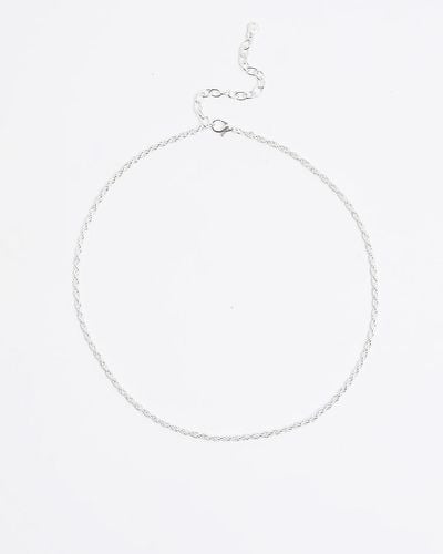 River Island Silver Twisted Chain Necklace - White