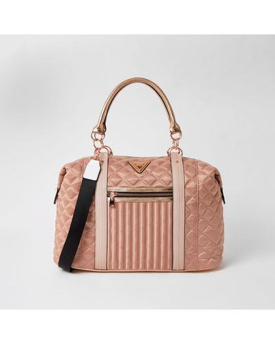 River Island Pink Quilted Cross Body Weekend Bag