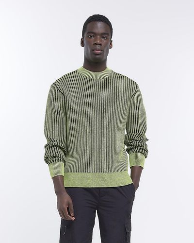 River Island Green Regular Fit Plaited Rib Jumper