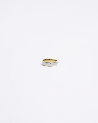 River Island Gold Color Stainless Steel Bubble Ring - White