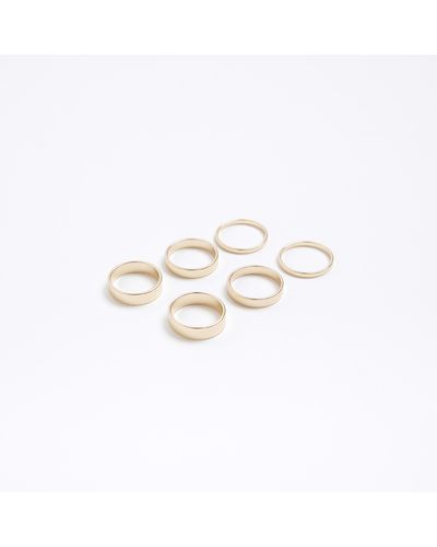 River Island Gold Band Rings Multipack - White