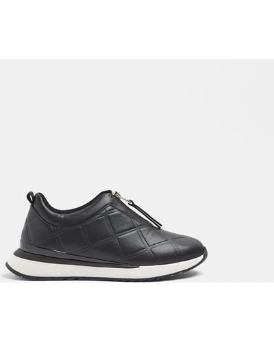 River Island Black Quilted Front Zip Trainers