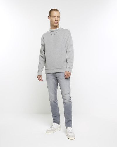 River Island Skinny Fit Faded Jeans - Grey