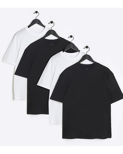 River Island 4pk Plain T-shirt - Black