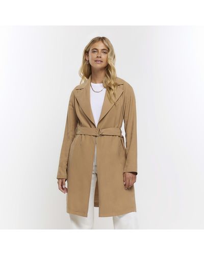 River Island Beige Belted Trench Coat - Natural