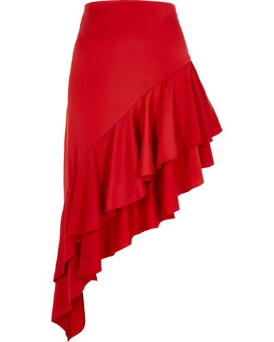River Island Red Asymmetric Frill Hem Skirt