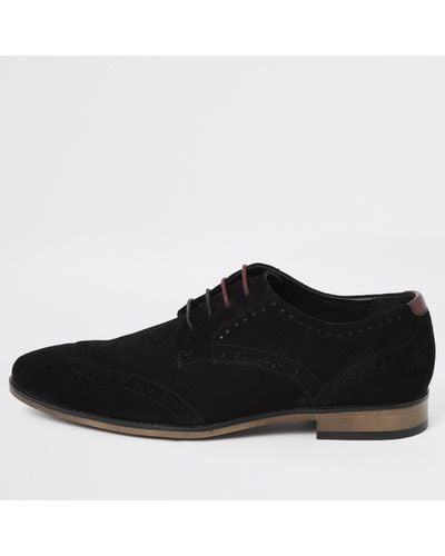 River Island Black Suede Lace-up Brogues
