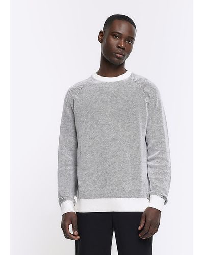 River Island Knit Textured Sweater - Grey