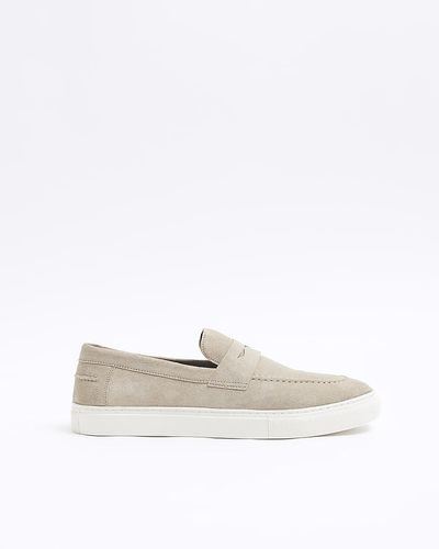 River Island Suede Loafers - White