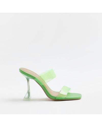 River Island Wide Fit Perspex Heeled Mules - Green