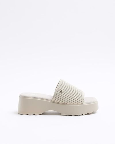 River Island Knit Flatform Sandals - White