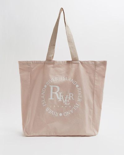 River Island Pink Ri Monogram Print Shopper Bag