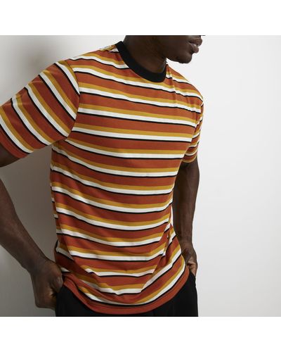 River Island Stripe T-shirt - Orange