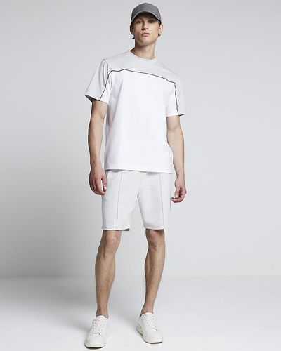 River Island White Regular Fit Colour Block Piping T-shirt