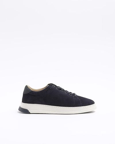 River Island Navy Suede Trainers - Blue
